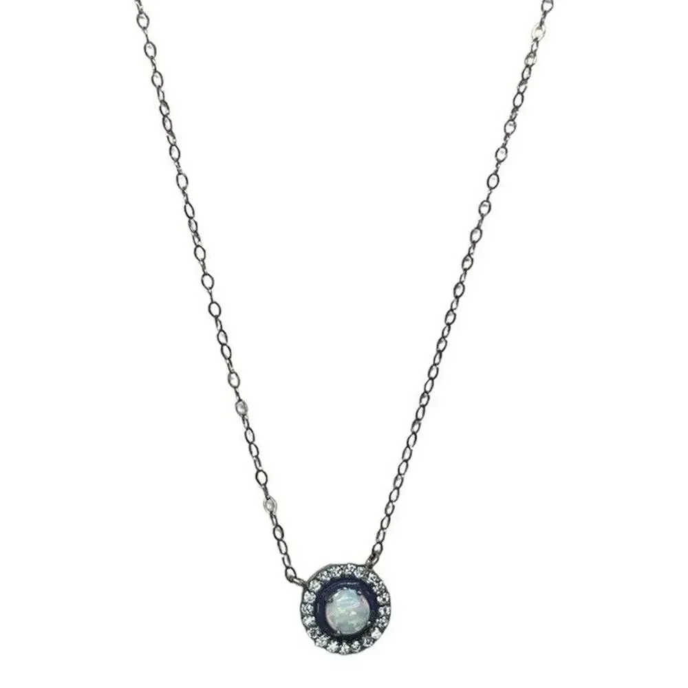 Natural Blue Topaz (3/4 ct) Sterling Silver Necklace Luxury Women's Fashion NEW